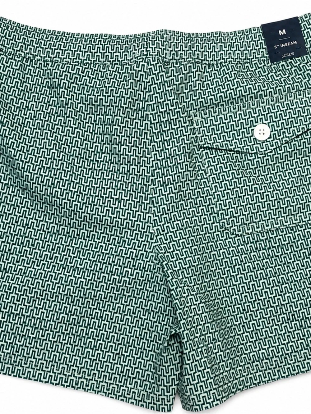 J.Crew Flex Swim Trunks NWT Men’s Medium Green Geometric 5” Inseam